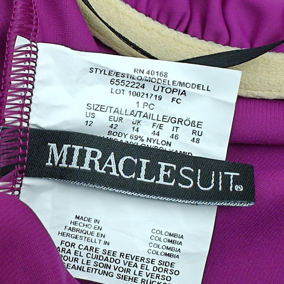 Miraclesuit Utopia One Piece Halter Swimsuit Framboise Pink Size 12 NWT $168 - Picture 9 of 12